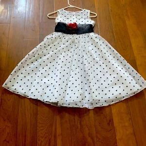 Kids dress size small polkadot black and white